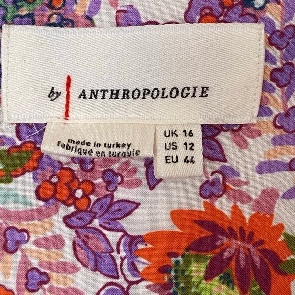 ANTHROPOLOGIE Analise Floral Bird Handkerchief Sleeveless Midi Dress, Size 12 - Picture 5 of 16